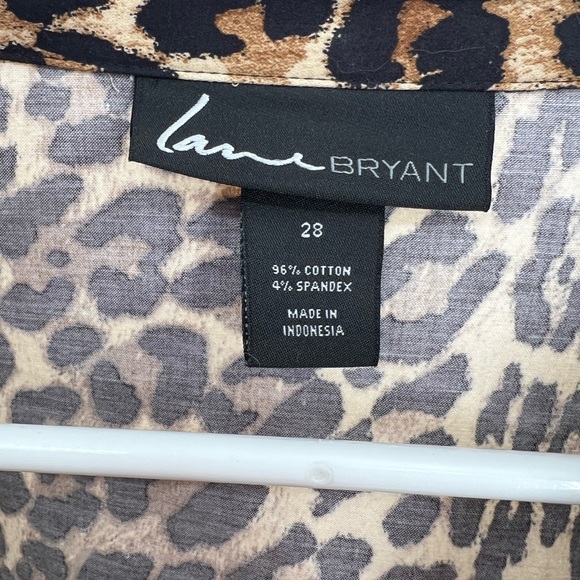 Lane Bryant button up leopard print top 28 cotton plus casual office work - Picture 3 of 8